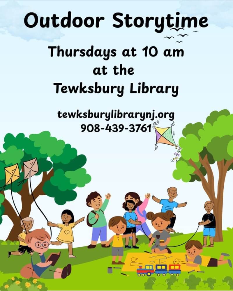 Outdoor Storytime, Thursdays at 10 am at the Tewksbury Library